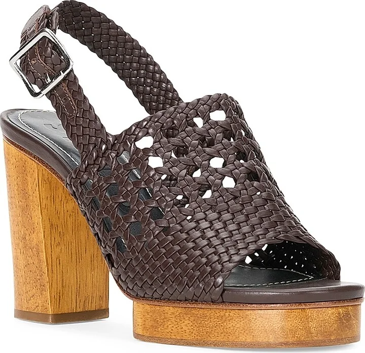 Women's Martina 100MM Woven Leather Platform Sandals - Cream - Size 9 - Image 6