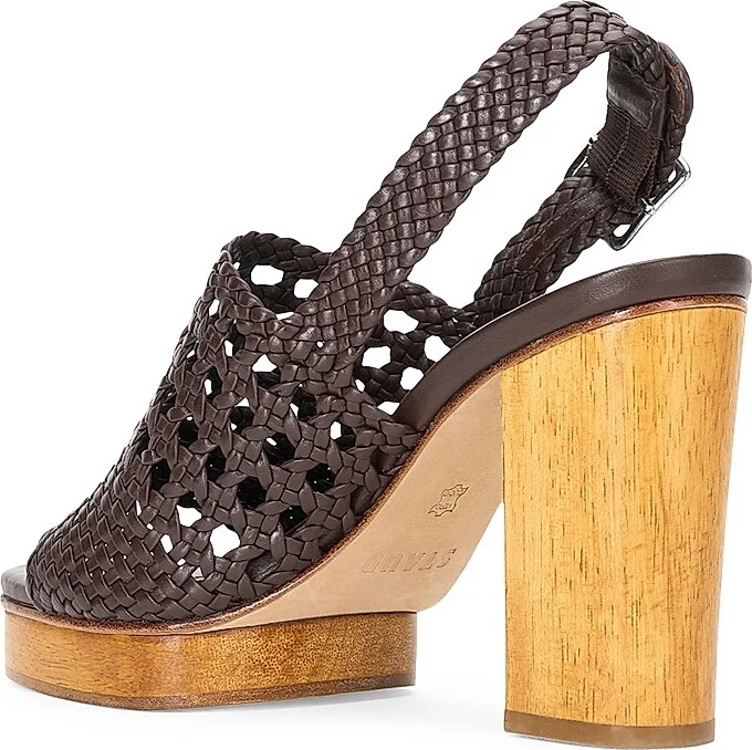 Women's Martina 100MM Woven Leather Platform Sandals - Cream - Size 9 - Image 7