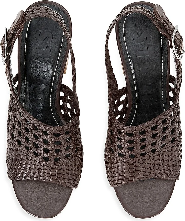 Women's Martina 100MM Woven Leather Platform Sandals - Cream - Size 9 - Image 8