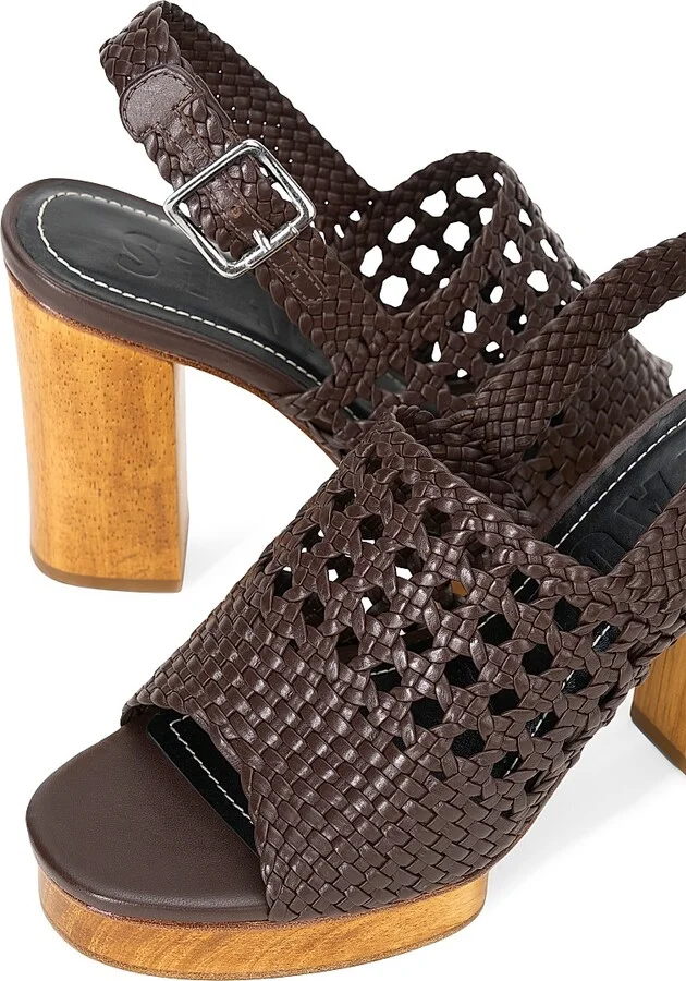 Women's Martina 100MM Woven Leather Platform Sandals - Cream - Size 9 - Image 9