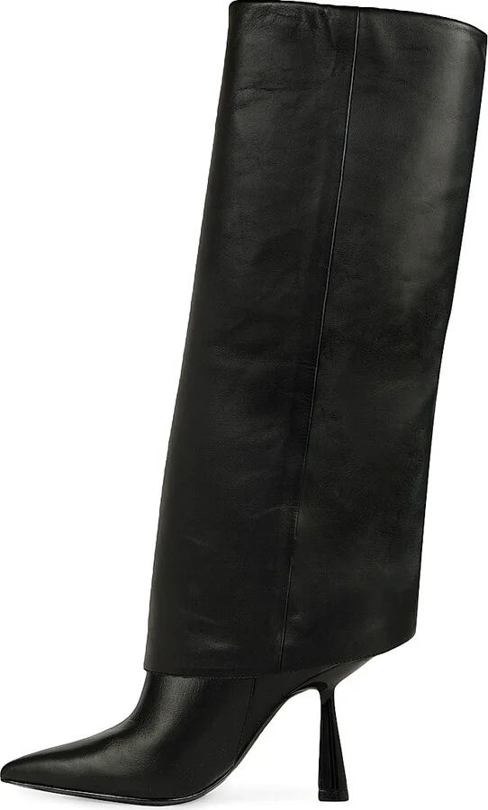 Women's Martine Leather Knee-High Boots - Black - Size 5 - Image 4