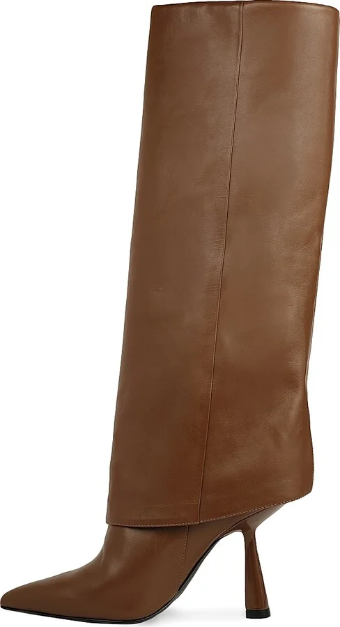 Women's Martine Leather Knee-High Boots - Black - Size 5 - Image 8