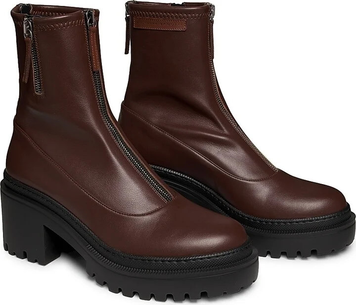 Women's Martini 50MM Stretch Leather Booties - Choco - Size 8 - Image 2