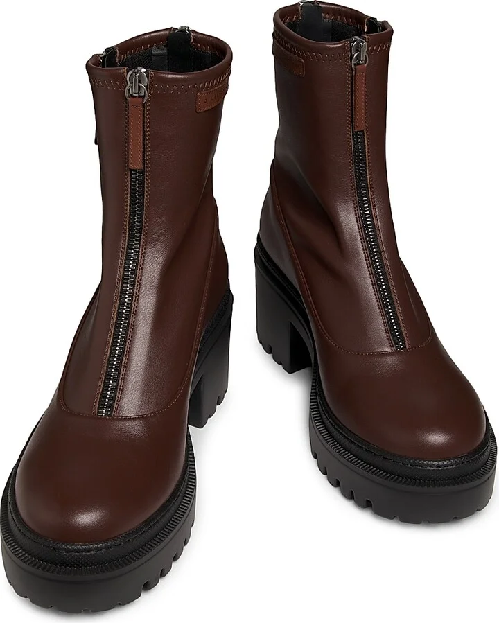 Women's Martini 50MM Stretch Leather Booties - Choco - Size 8 - Image 4