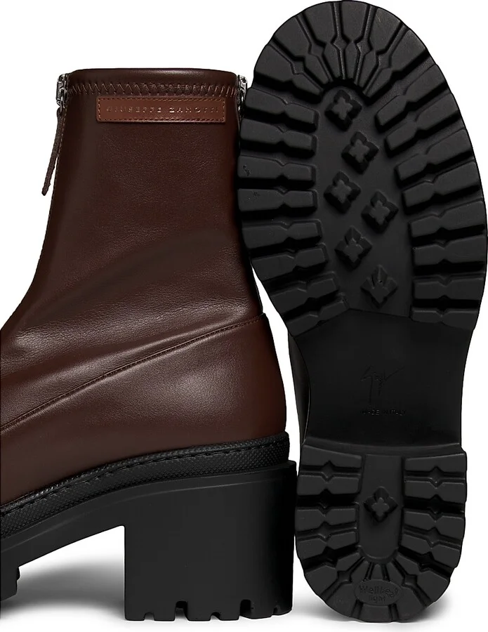 Women's Martini 50MM Stretch Leather Booties - Choco - Size 8 - Image 6