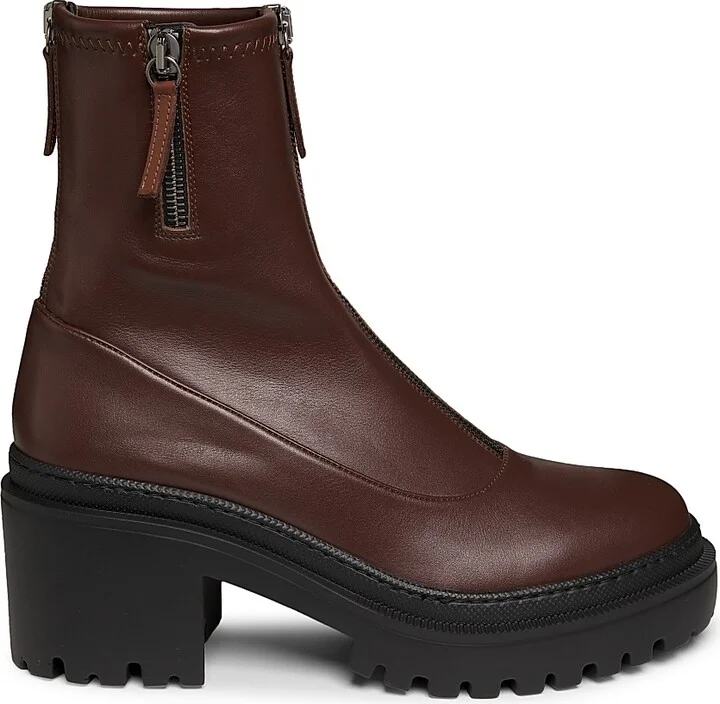 Women's Martini 50MM Stretch Leather Booties - Choco - Size 8