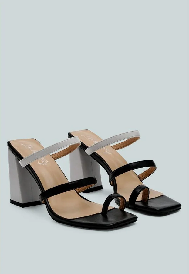 Womens Marve Contrast Strap Block Heel Sandals - Image 4