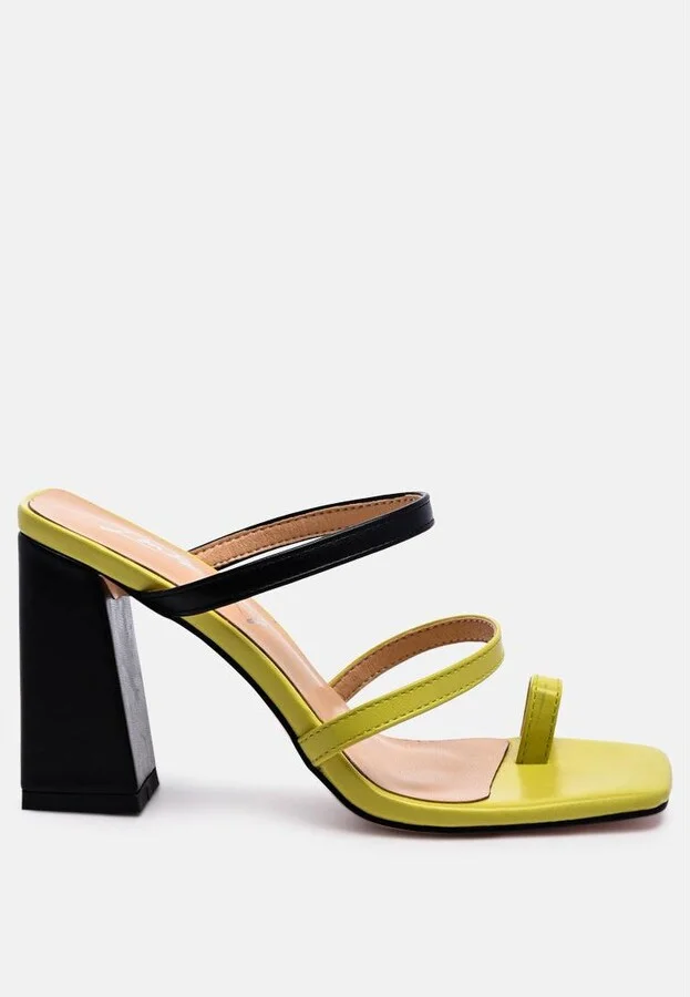 Womens Marve Contrast Strap Block Heel Sandals