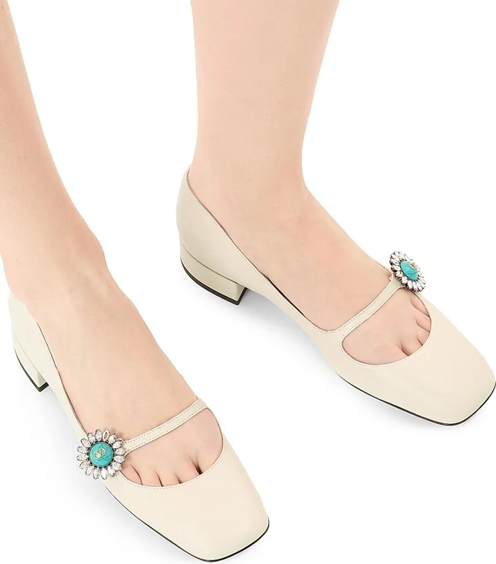 Women's Mary-Jane Preshoes 20MM Ballerinas in Kidskin - Ivory - Size 7 - Image 8
