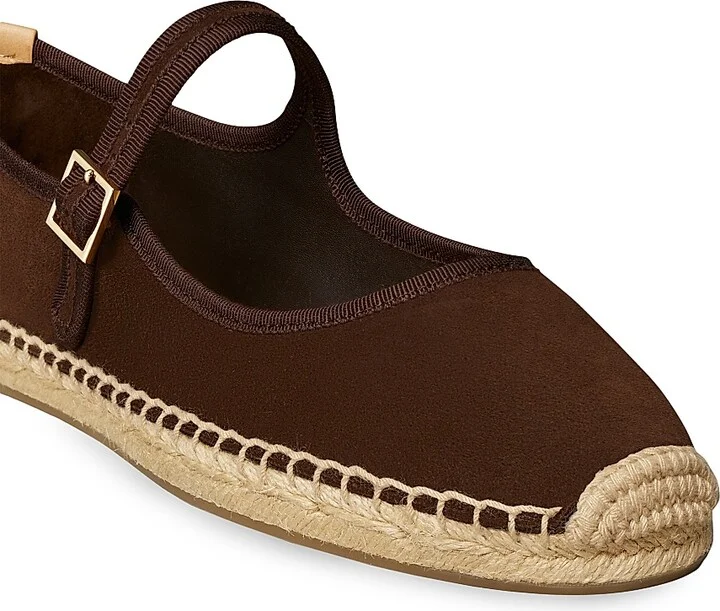 Women's Mary Jane Suede Espadrilles - Cocoa - Size 10 - Image 4