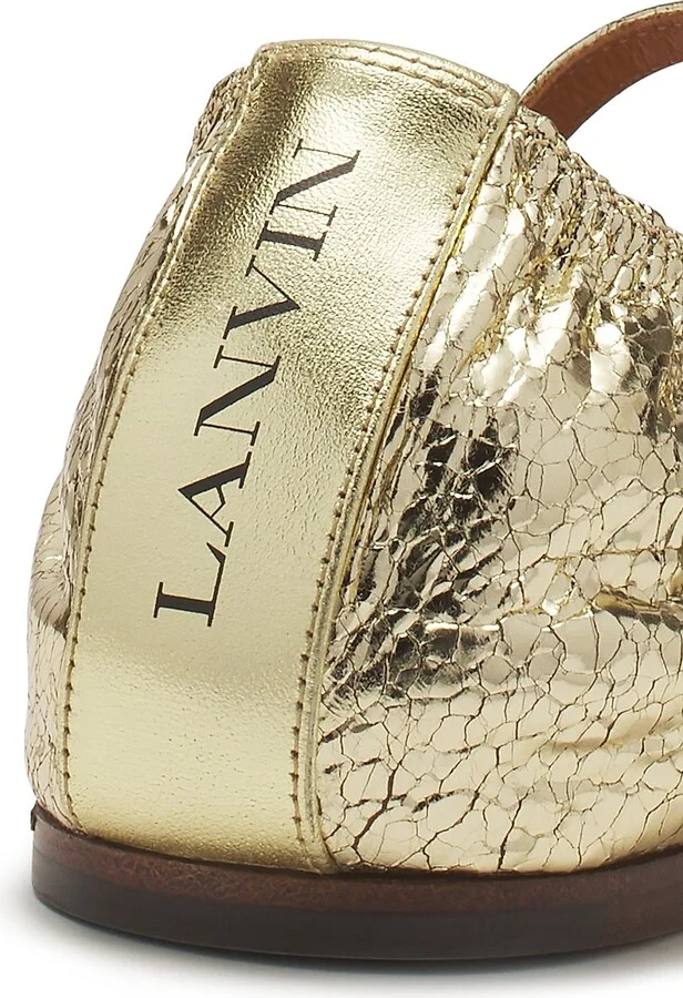 Women's Mary Janes in Crackled Metallic Leather - Gold - Size 4 - Image 5