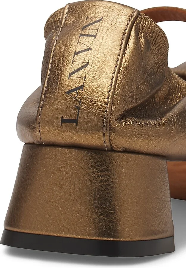 Women's Mary Janes with Metallic Leather Heels - Bronze - Size 5 - Image 5