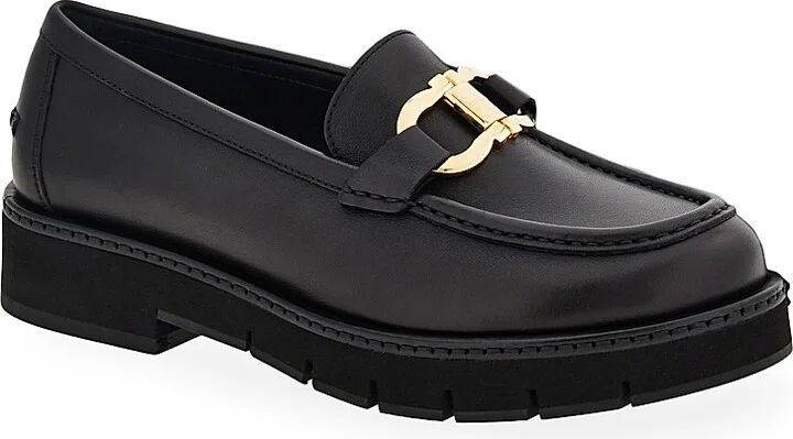 Women's Maryan Leather Lug-Sole Loafers - Nero - Size 7 - Image 2