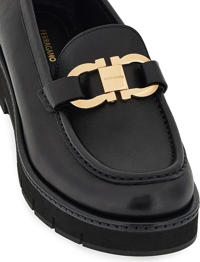 Women's Maryan Leather Lug-Sole Loafers - Nero - Size 7 - Image 4