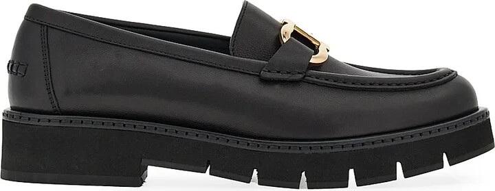 Women's Maryan Leather Lug-Sole Loafers - Nero - Size 7