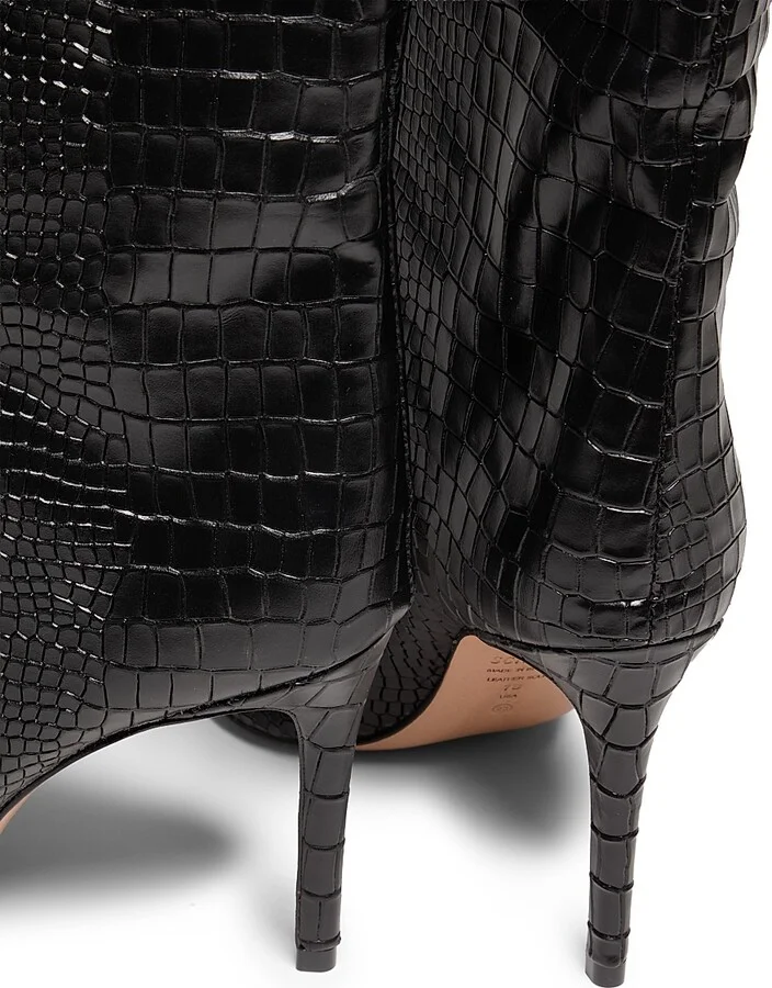 Women's Maryana 90MM Croc-Embossed Leather Stiletto Boots - Black - Size 5 - Image 3