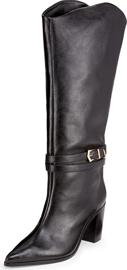Women's Maryana 90MM Leather High-Heel Boots - Black - Size 5 - Image 2