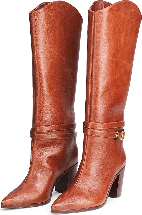 Women's Maryana 90MM Leather High-Heel Boots - Black - Size 5 - Image 7