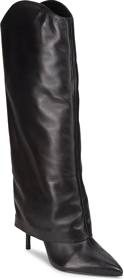 Women's Maryana 90MM Leather Stiletto Boots - Black - Size 5 - Image 2