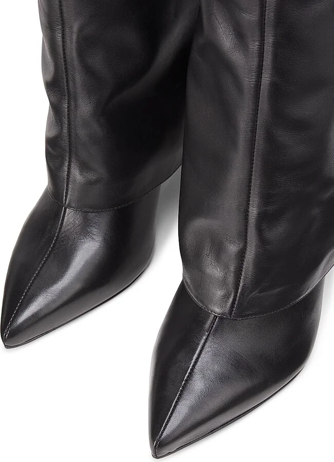 Women's Maryana 90MM Leather Stiletto Boots - Black - Size 5 - Image 4