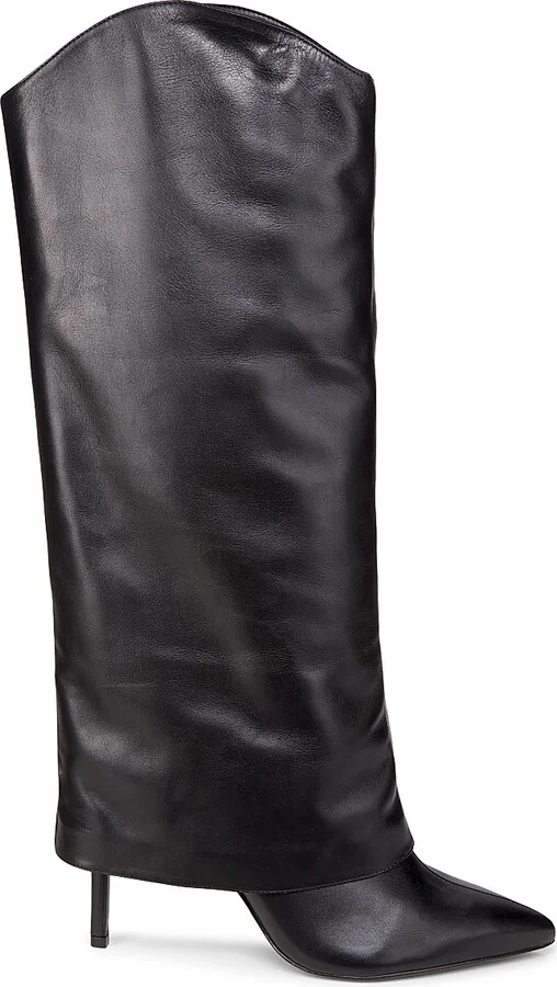 Women's Maryana 90MM Leather Stiletto Boots - Black - Size 5