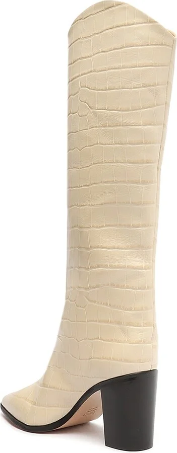Women's Maryana Croc-Embossed Leather Boots - White - Size 5 - Image 3