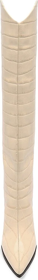Women's Maryana Croc-Embossed Leather Boots - White - Size 5 - Image 4