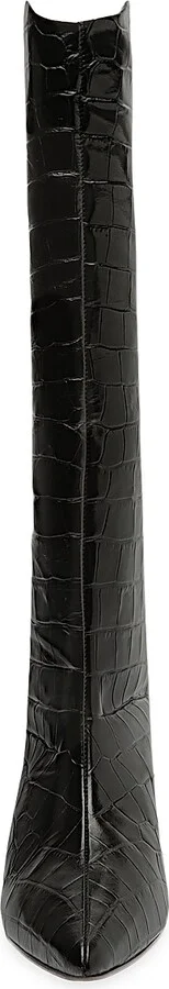 Women's Maryana Crocodile-Embossed Leather Knee-High Boots - Black - Size 5 - Image 5