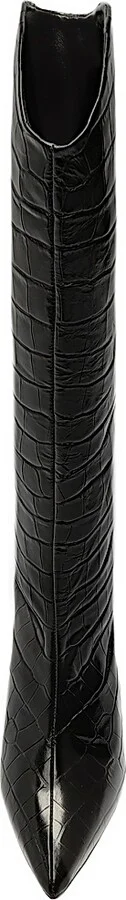 Women's Maryana Crocodile-Embossed Leather Knee-High Boots - Black - Size 5 - Image 7