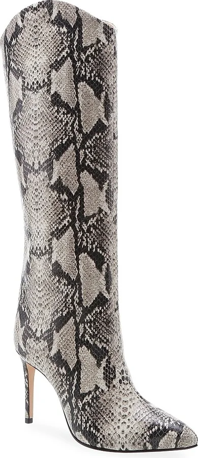 Women's Maryana Knee-High Snakeskin-Embossed Leather Boots - Natural - Size 5.5 - Image 2