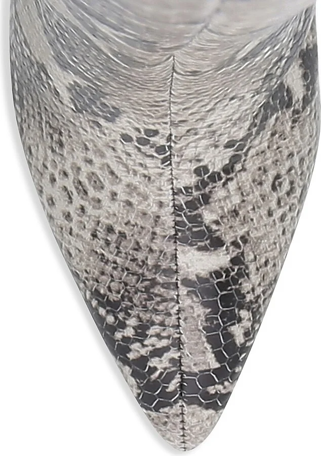 Women's Maryana Knee-High Snakeskin-Embossed Leather Boots - Natural - Size 5.5 - Image 4