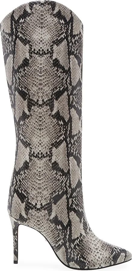 Women's Maryana Knee-High Snakeskin-Embossed Leather Boots - Natural - Size 5.5