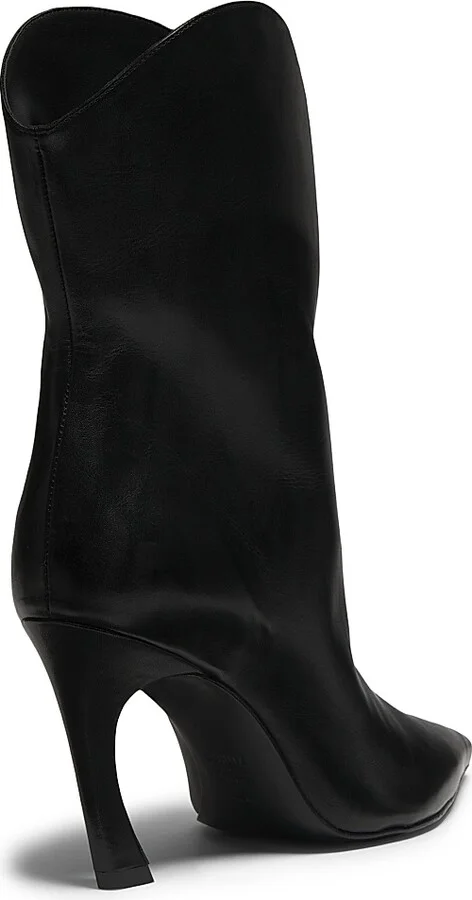 Women's Maryann 90MM Leather Curved Stiletto Booties - Black - Size 6.5 - Image 3
