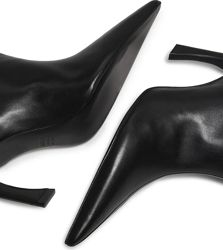 Women's Maryann 90MM Leather Curved Stiletto Booties - Black - Size 6.5 - Image 5