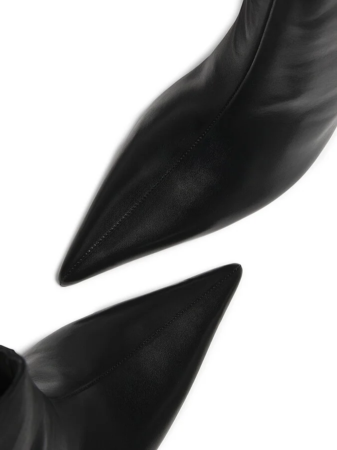 Women's Maryann 90MM Leather Curved Stiletto Booties - Black - Size 6.5 - Image 6