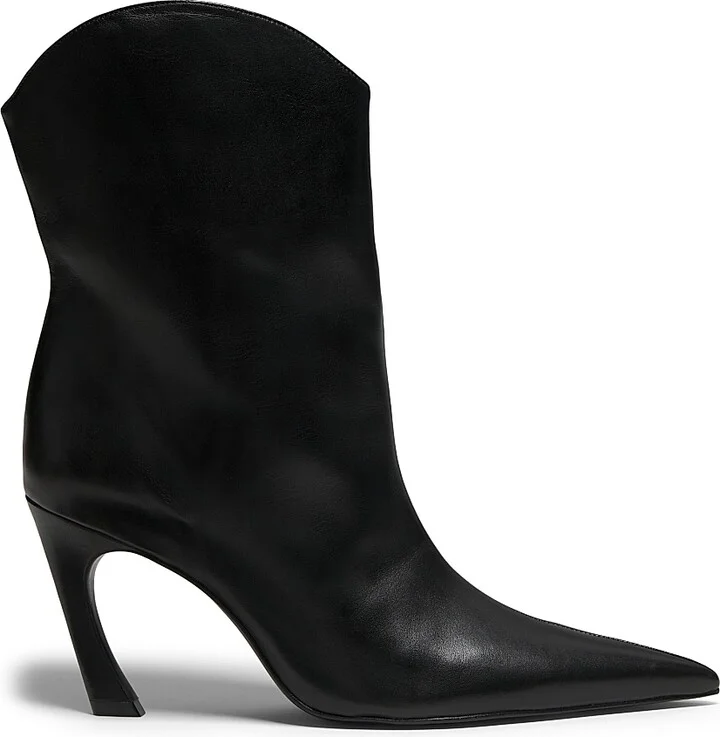 Women's Maryann 90MM Leather Curved Stiletto Booties - Black - Size 6.5