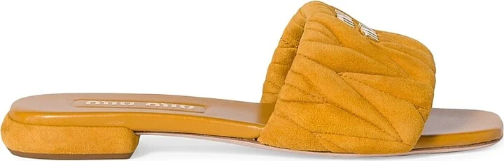 Women's Matelassé Suede Slides - Orange - Size 6