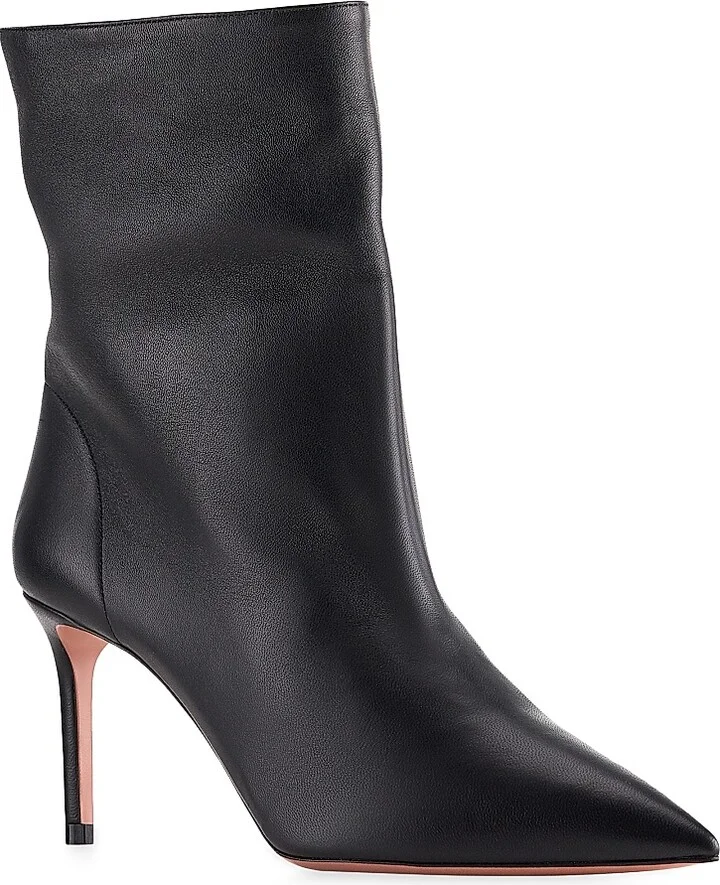 Women's Matignon 75MM Leather Booties - Black - Size 5 - Image 2