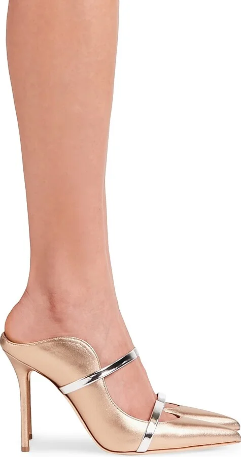 Women's Maureen 100MM Leather Mules - Gold - Size 6.5 - Image 2