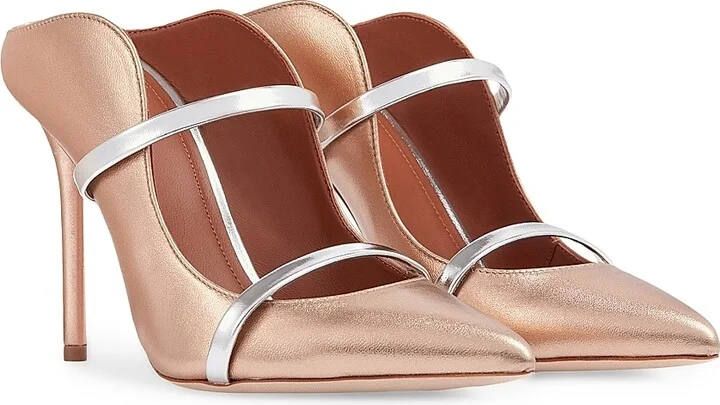 Women's Maureen 100MM Leather Mules - Gold - Size 6.5 - Image 3