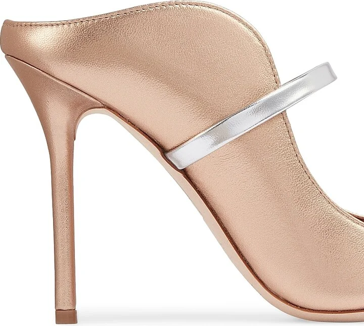 Women's Maureen 100MM Leather Mules - Gold - Size 6.5 - Image 5