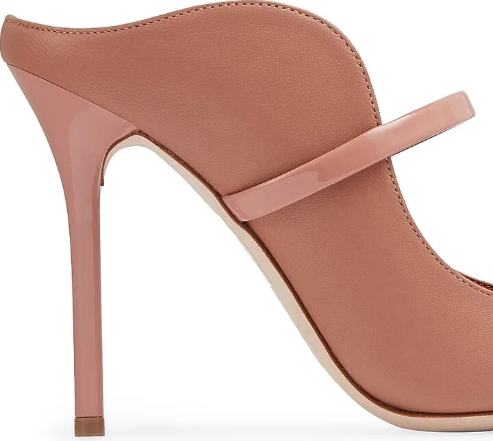 Women's Maureen 100MM Leather Mules with Patent Leather Straps - Pink - Size 12.5 - Image 4