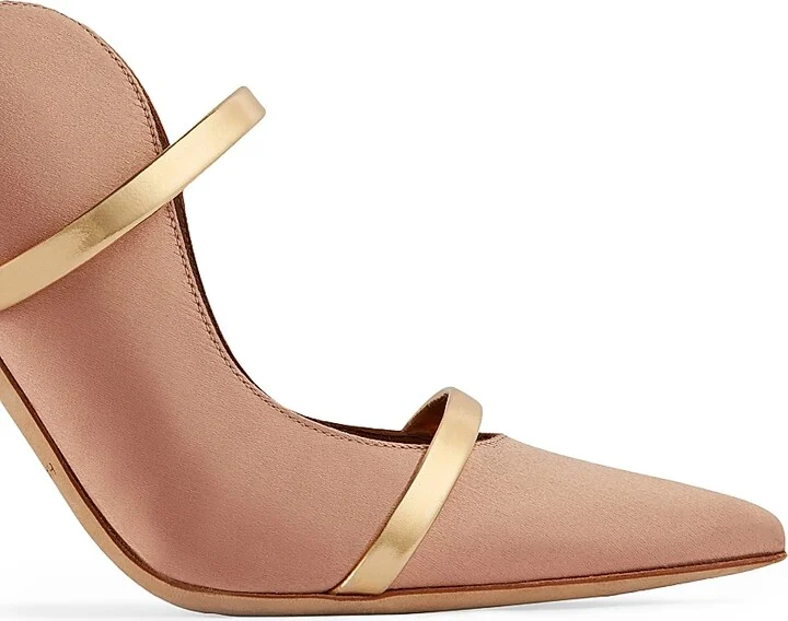 Women's Maureen 100MM Satin Mules with Mirror Leather Straps - Blush - Size 12.5 - Image 4