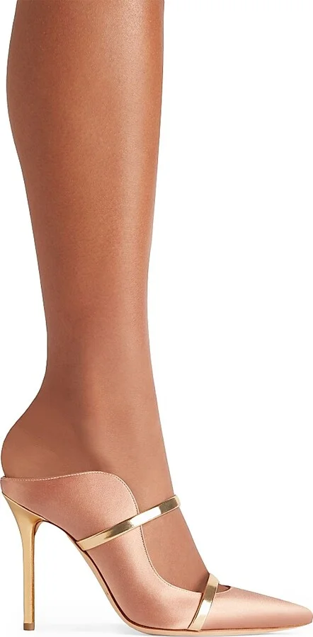 Women's Maureen 100MM Satin Mules with Mirror Leather Straps - Blush - Size 12.5 - Image 5