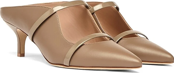 Women's Maureen 45MM Leather Kitten Heel Mules - Taupe - Size 8 - Image 2