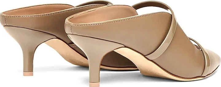 Women's Maureen 45MM Leather Kitten Heel Mules - Taupe - Size 8 - Image 3