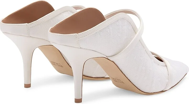 Women's Maureen 70MM Dotted Tulle Mules - White - Size 10 - Image 3