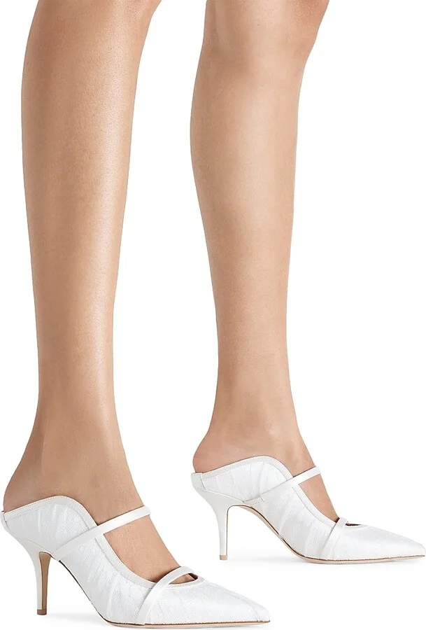 Women's Maureen 70MM Dotted Tulle Mules - White - Size 10 - Image 5