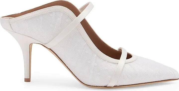 Women's Maureen 70MM Dotted Tulle Mules - White - Size 10
