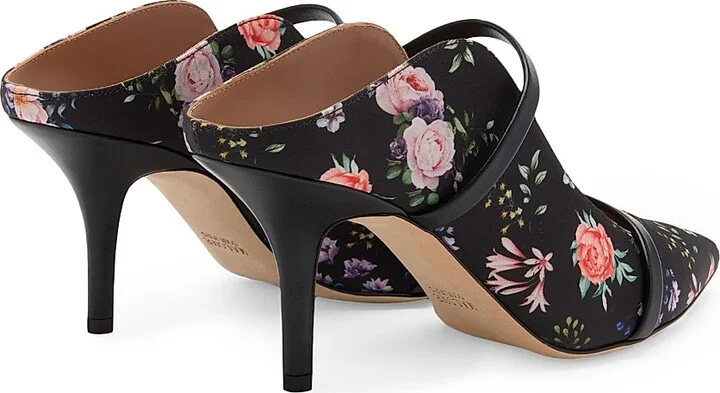 Women's Maureen 70MM Floral-Printed Grosgrain Mules - Black - Size 10 - Image 3
